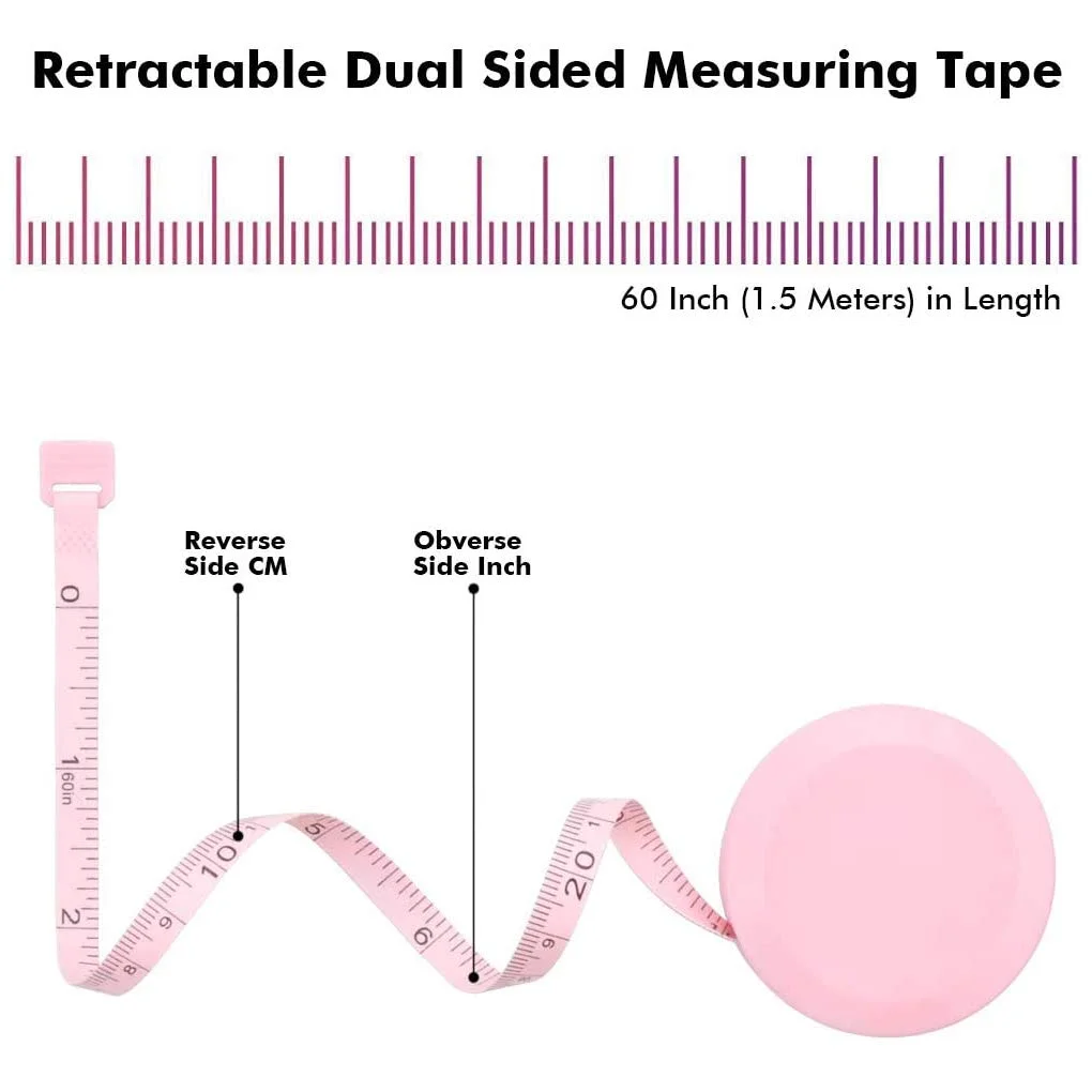 متر خیاطی بدن WINTAPE، متر اندازه گیری بدن نرم، متر خیاطی پارچه ای، 150 سانتی متر، صورتی، متر نواری دو طرفه جمع شونده (2 عدد) متر خیاطی بدن WINTAPE، متر اندازه گیری بدن نرم، متر خیاطی پارچه ای، 150 سانتی متر، صورتی، متر نواری دو طرفه جمع شونده (2 عدد)