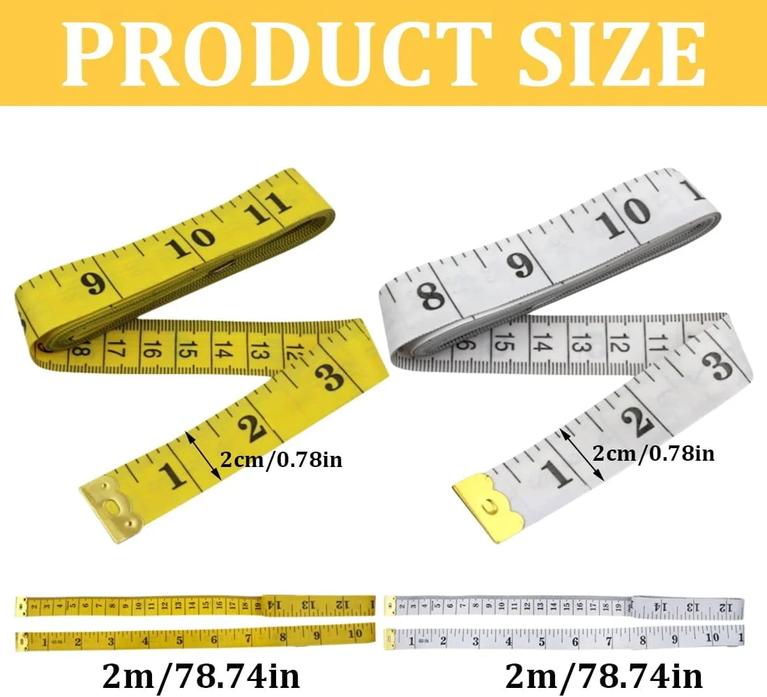 نوار اندازه گیری خیاطی انعطاف پذیر دو طرفه WUSJCOF، 2 عددی، با دکمه، نوار اندازه گیری محیط برای مصارف خانگی، صنعتگران، خیاطان (200 سانتی متر/79 اینچ) نوار اندازه گیری خیاطی انعطاف پذیر دو طرفه WUSJCOF، 2 عددی، با دکمه، نوار اندازه گیری محیط برای مصارف خانگی، صنعتگران، خیاطان (200 سانتی متر/79 اینچ)