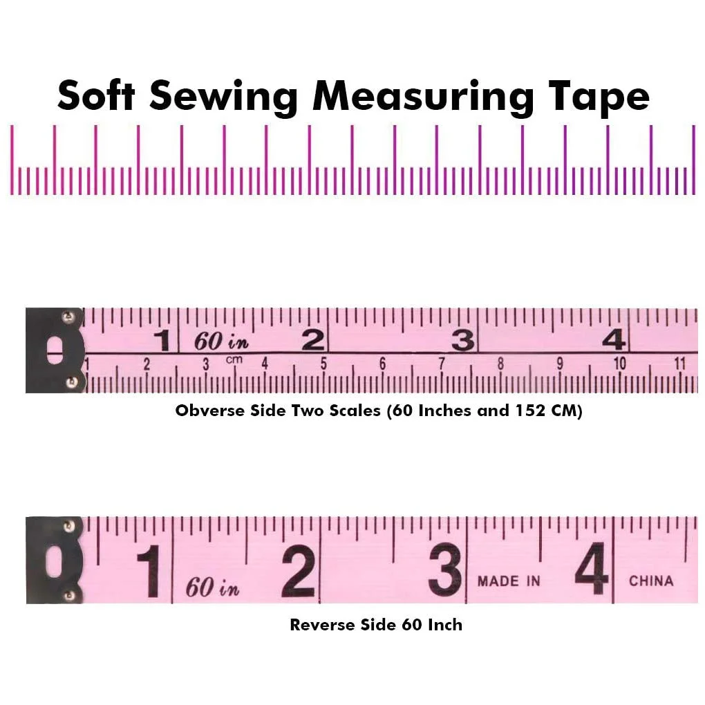 متر خیاطی بدن WINTAPE، متر اندازه گیری بدن نرم، متر خیاطی پارچه ای، 150 سانتی متر، صورتی، متر نواری دو طرفه جمع شونده (2 عدد) متر خیاطی بدن WINTAPE، متر اندازه گیری بدن نرم، متر خیاطی پارچه ای، 150 سانتی متر، صورتی، متر نواری دو طرفه جمع شونده (2 عدد)