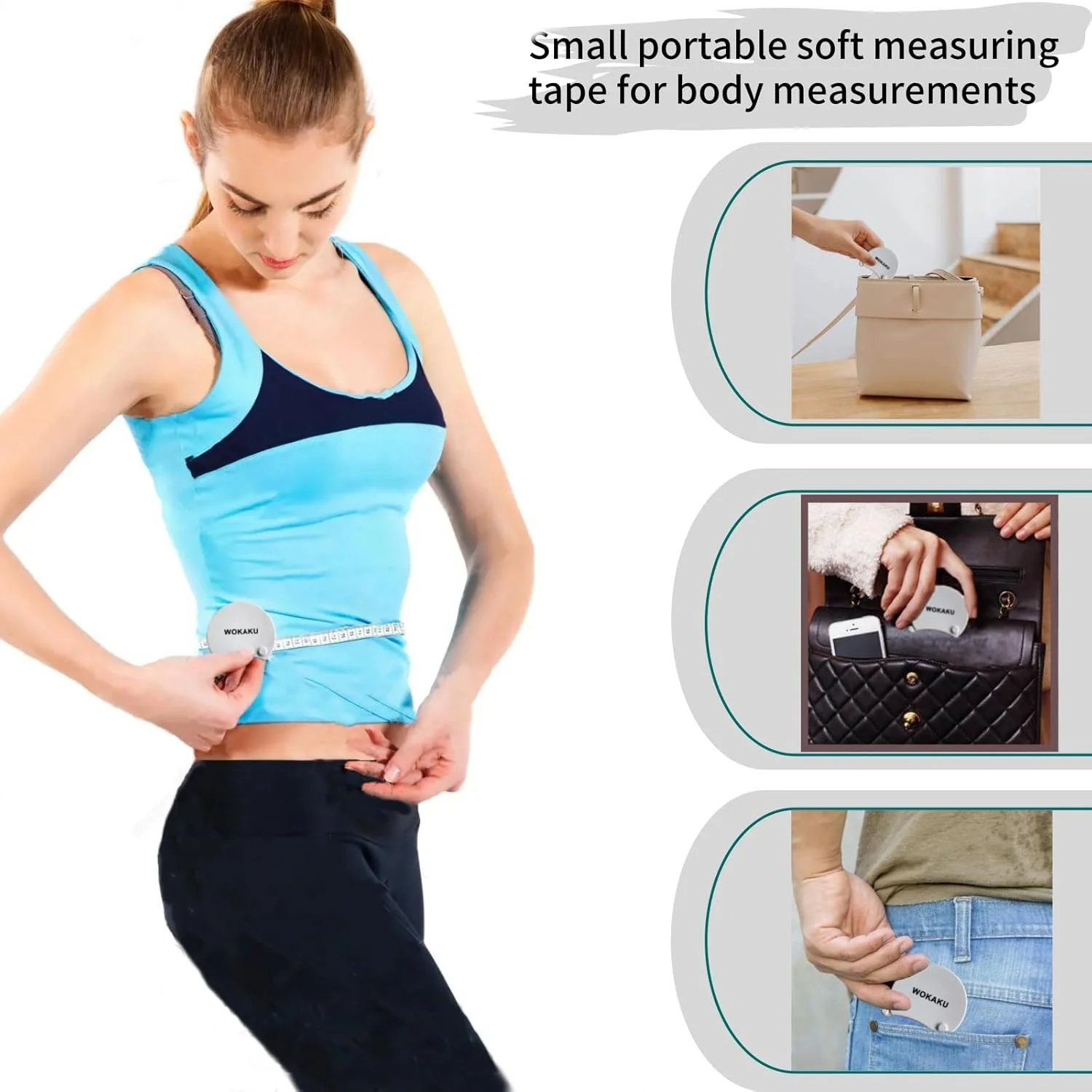 متر خیاطی بدن Wokaku با پین قفل شونده، نمایشگر پنجره ای، مقیاس دوگانه 150 سانتی متر/60 اینچ، متر نرم جمع شونده برای تناسب اندام، کاهش وزن، خیاطی، اندازه گیری دور بدن، پارچه، متر اندازه گیری، خط کش خیاطی متر خیاطی بدن Wokaku با پین قفل شونده، نمایشگر پنجره ای، مقیاس دوگانه 150 سانتی متر/60 اینچ، متر نرم جمع شونده برای تناسب اندام، کاهش وزن، خیاطی، اندازه گیری دور بدن، پارچه، متر اندازه گیری، خط کش خیاطی
