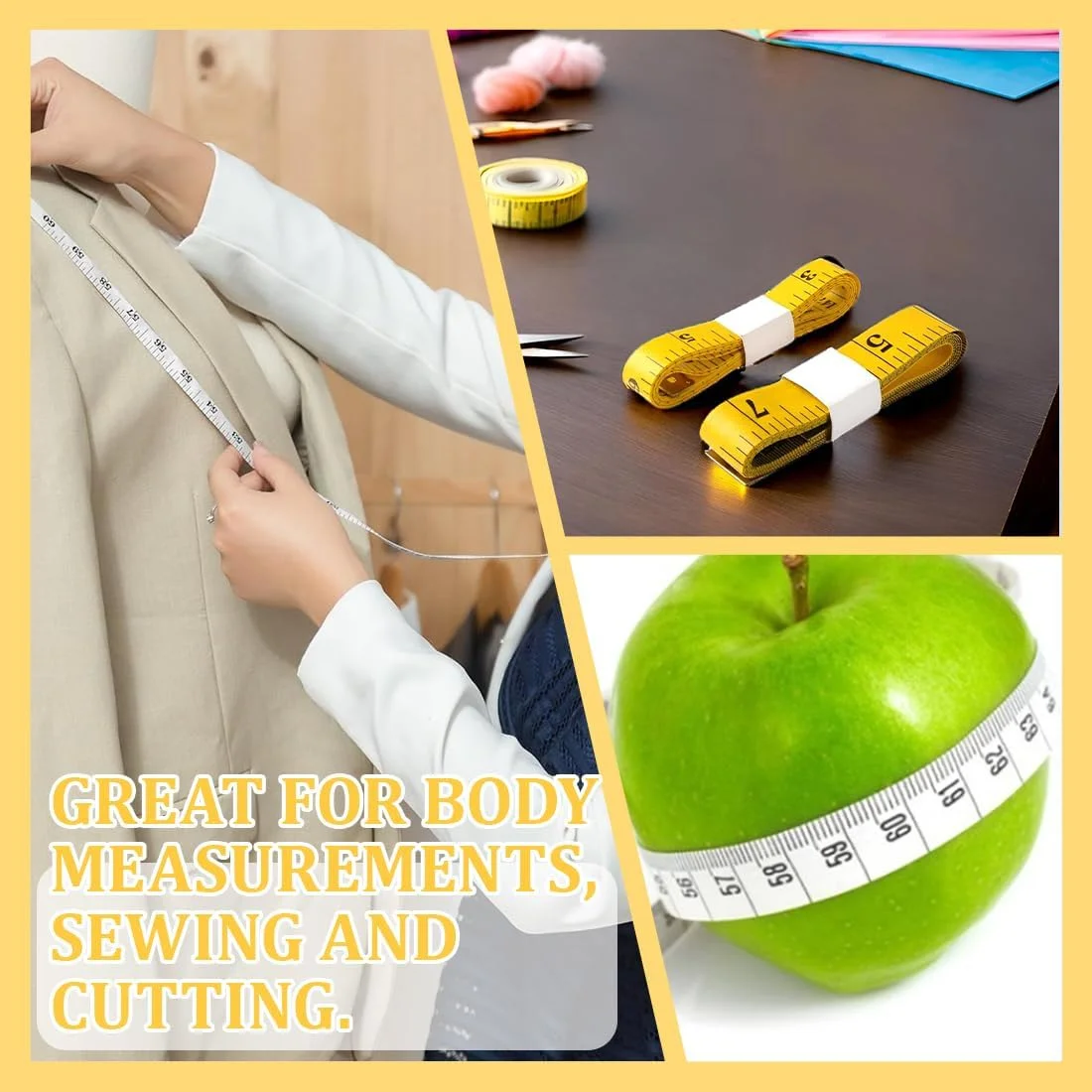 نوار اندازه گیری خیاطی انعطاف پذیر دو طرفه WUSJCOF، 2 عددی، با دکمه، نوار اندازه گیری محیط برای مصارف خانگی، صنعتگران، خیاطان (200 سانتی متر/79 اینچ) نوار اندازه گیری خیاطی انعطاف پذیر دو طرفه WUSJCOF، 2 عددی، با دکمه، نوار اندازه گیری محیط برای مصارف خانگی، صنعتگران، خیاطان (200 سانتی متر/79 اینچ)