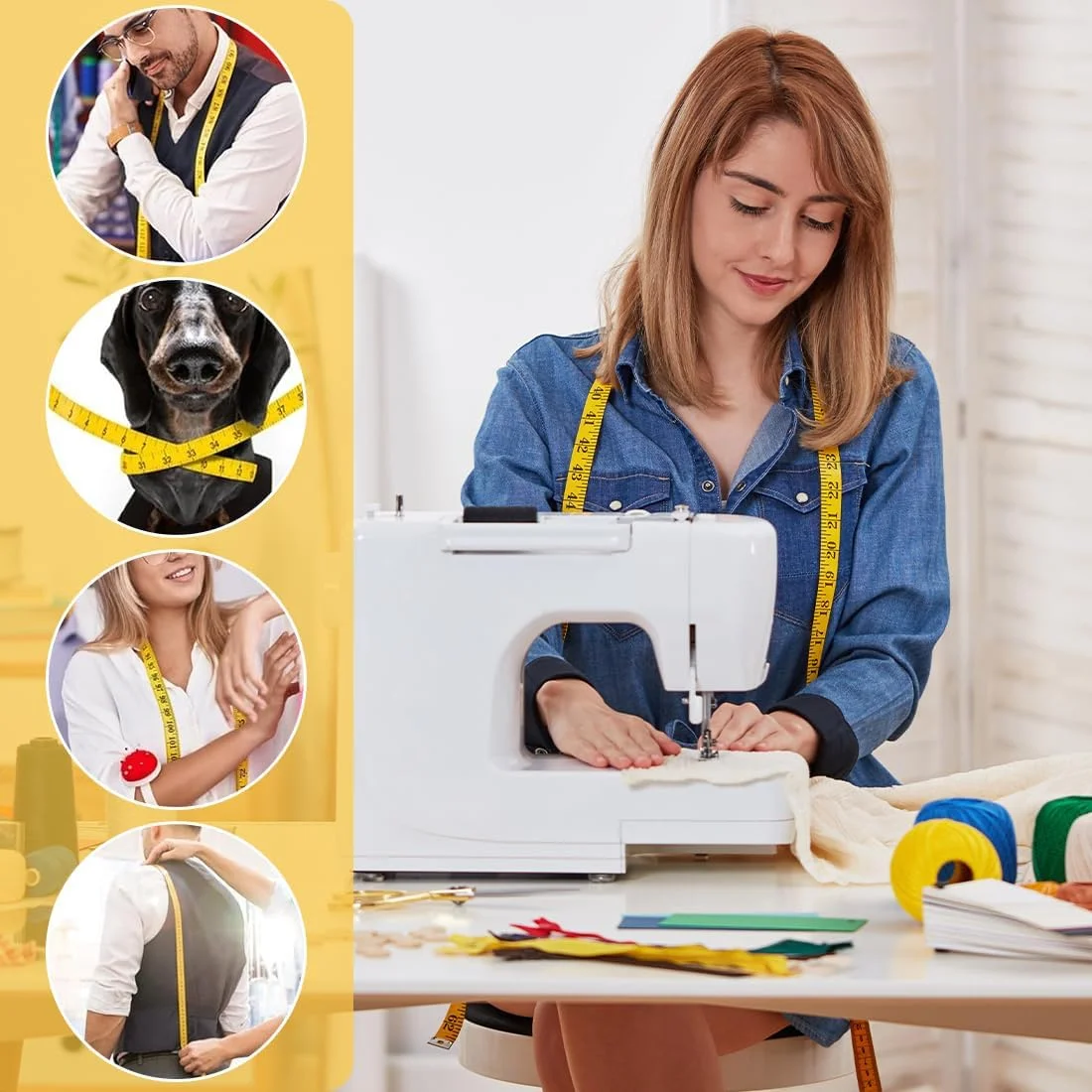 نوار اندازه گیری خیاطی انعطاف پذیر دو طرفه WUSJCOF، 2 عددی، با دکمه، نوار اندازه گیری محیط برای مصارف خانگی، صنعتگران، خیاطان (200 سانتی متر/79 اینچ) نوار اندازه گیری خیاطی انعطاف پذیر دو طرفه WUSJCOF، 2 عددی، با دکمه، نوار اندازه گیری محیط برای مصارف خانگی، صنعتگران، خیاطان (200 سانتی متر/79 اینچ)