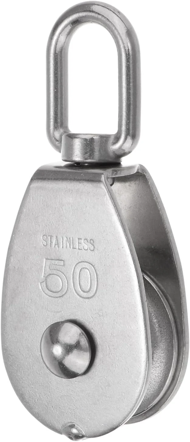 بلوک قرقره تکی M50 یوکسل، چرخ بکسل سیم بکسل آویز فولاد ضد زنگ 304، قلاب گردان جرثقیل بالابر، غلتک قرقره کابل طناب