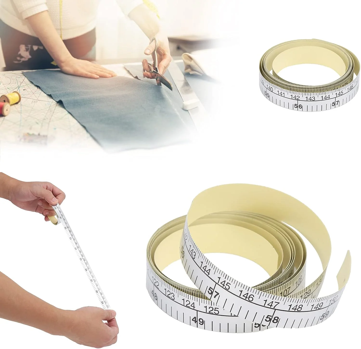 نوار اندازه گیری چسبی WGFOIP، نوار اندازه گیری خیاطی با مقیاس دوگانه، خط کش انعطاف پذیر نرم خیاطی برای میز خیاطی نوار اندازه گیری چسبی WGFOIP، نوار اندازه گیری خیاطی با مقیاس دوگانه، خط کش انعطاف پذیر نرم خیاطی برای میز خیاطی
