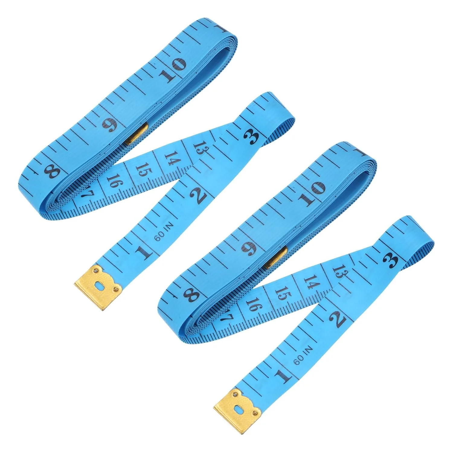uxcell 2 عدد نوار اندازه گیری خیاطی نرم پلاستیکی انعطاف پذیر 1.5 متری 60 اینچی آبی