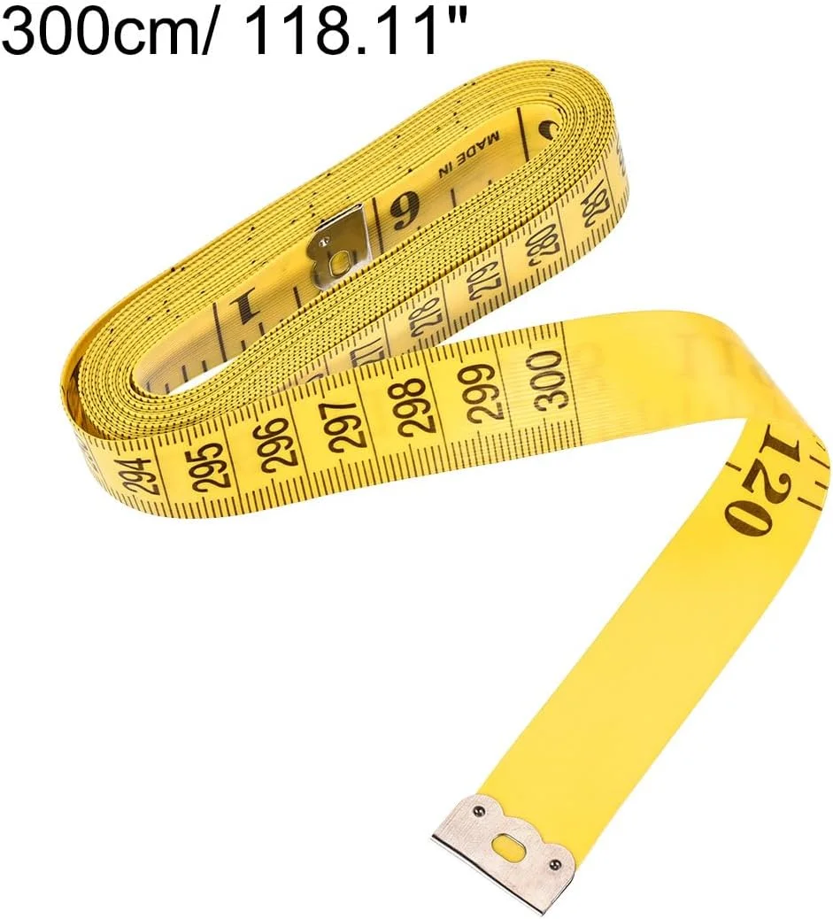 متر خیاطی پارچه ای یو ایکس سل برای بدن، 300 سانتی متر، 120 اینچ، متر اندازه گیری نرم دو طرفه برای خیاطی، زرد متر خیاطی پارچه ای یو ایکس سل برای بدن، 300 سانتی متر، 120 اینچ، متر اندازه گیری نرم دو طرفه برای خیاطی، زرد