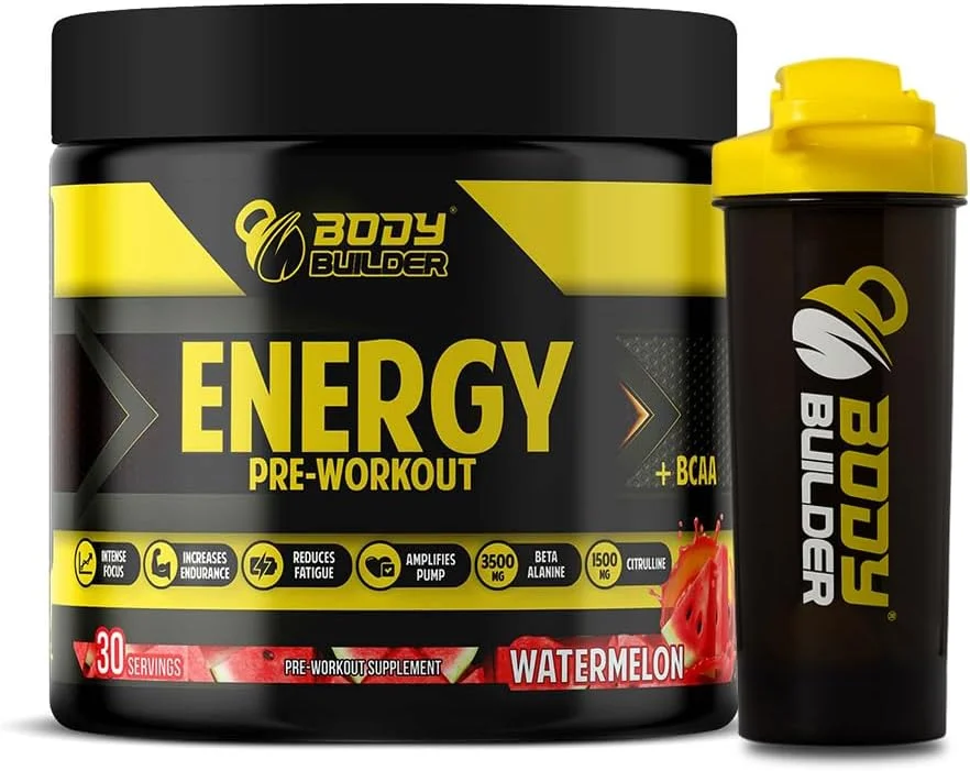 مکمل قبل از تمرین و BCAA انرژی زا بادی بیلدینگ - افزایش انرژی، استقامت و ریکاوری (30 سروینگ، هندوانه) (بدون نیاز به شیکر) مکمل قبل از تمرین و BCAA انرژی زا بادی بیلدینگ - افزایش انرژی، استقامت و ریکاوری (30 سروینگ، هندوانه) (بدون نیاز به شیکر)