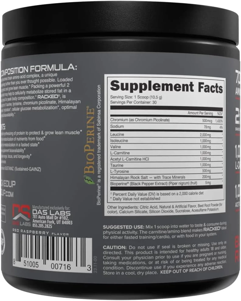 آمینو اسیدهای شاخه دار زنجیره ای Bucked Up Racked™ - طعم بلاد راز - پودر "BCAAs که می توانید احساس کنید!"، 30 سروینگ آمینو اسیدهای شاخه دار زنجیره ای Bucked Up Racked™ - طعم بلاد راز - پودر "BCAAs که می توانید احساس کنید!"، 30 سروینگ