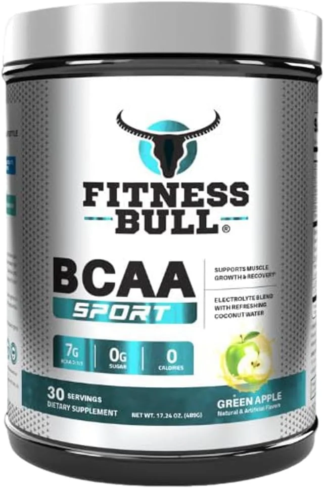 Fitness Bull BCAA Sport | رژیم ریکاوری بعد از تمرین | پشتیبانی از رشد و ریکاوری عضلات | ترکیب الکترولیت با آب نارگیل با طراوت | 0 کالری | سیب سبز | 489 گرم Fitness Bull BCAA Sport | رژیم ریکاوری بعد از تمرین | پشتیبانی از رشد و ریکاوری عضلات | ترکیب الکترولیت با آب نارگیل با طراوت | 0 کالری | سیب سبز | 489 گرم