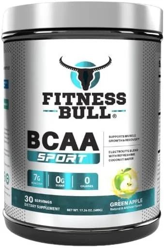 Fitness Bull BCAA Sport | رژیم ریکاوری بعد از تمرین | پشتیبانی از رشد و ریکاوری عضلات | ترکیب الکترولیت با آب نارگیل با طراوت | 0 کالری | سیب سبز | 489 گرم Fitness Bull BCAA Sport | رژیم ریکاوری بعد از تمرین | پشتیبانی از رشد و ریکاوری عضلات | ترکیب الکترولیت با آب نارگیل با طراوت | 0 کالری | سیب سبز | 489 گرم