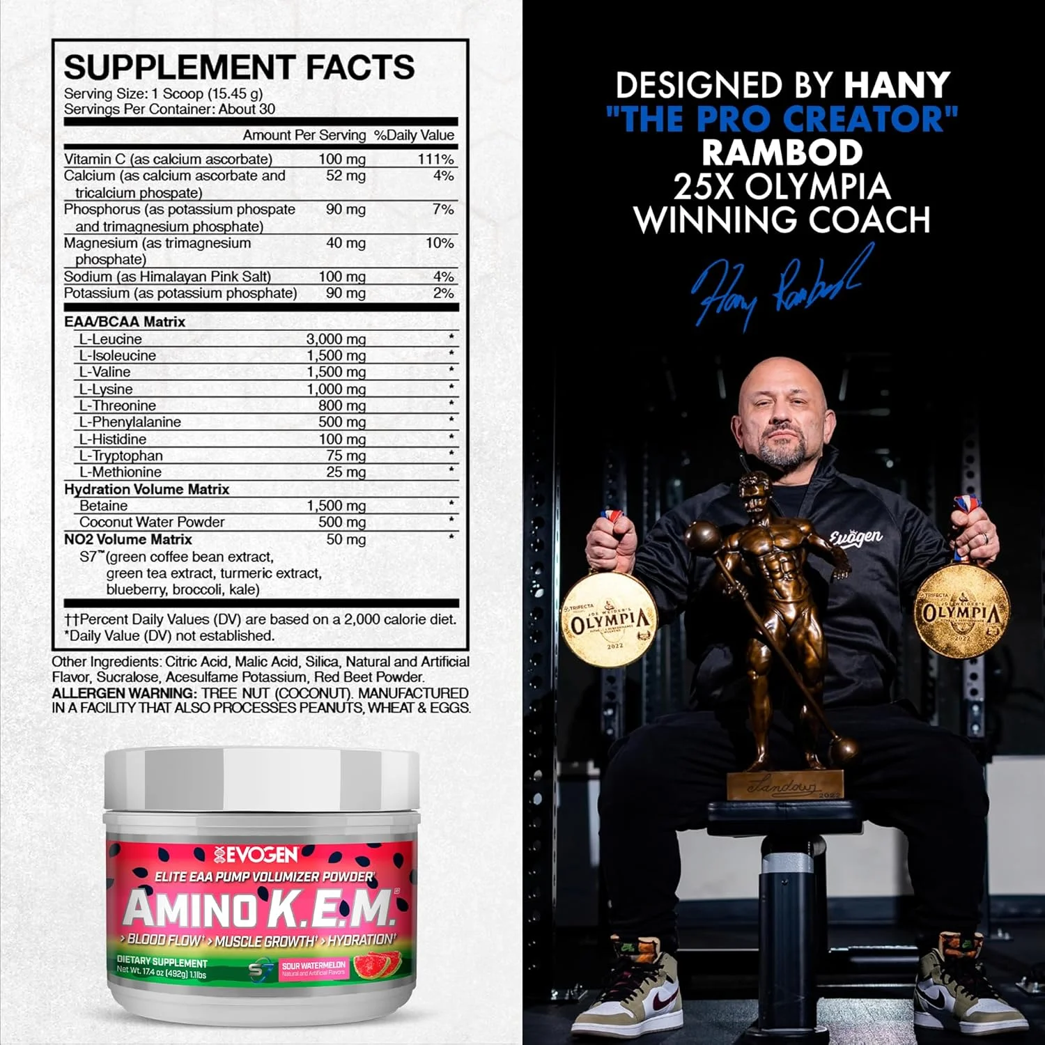 Evogen Amino KEM | اسید آمینه ضروری ممتاز، EAA و BCAA، اکسید نیتریک، بتائین بی آب، S7، ریکاوری، افزایش حجم، کاتالیزور پمپ | هندوانه ترش Evogen Amino KEM | اسید آمینه ضروری ممتاز، EAA و BCAA، اکسید نیتریک، بتائین بی آب، S7، ریکاوری، افزایش حجم، کاتالیزور پمپ | هندوانه ترش