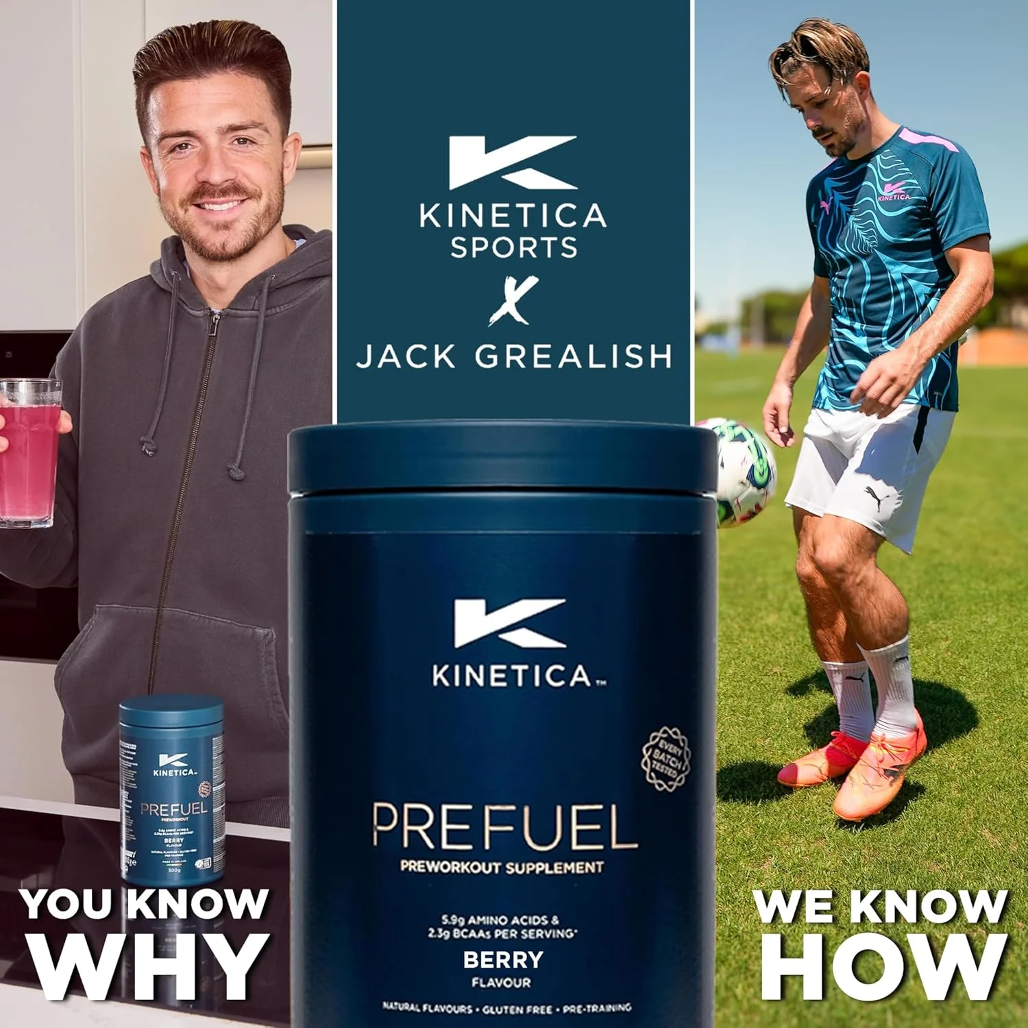 مکمل پیش از تمرین Kinetica Sports Prefuel - طعم بری | حاوی 5.8 گرم ترکیب اسیدهای آمینه، 2.25 گرم BCAA و 92 میلی گرم کافئین در هر وعده، 30 سروینگ/300 گرم | حاوی ویتامین ها و مواد معدنی ضروری | پشتیبانی از عملکرد و افزایش انرژی مکمل پیش از تمرین Kinetica Sports Prefuel - طعم بری | حاوی 5.8 گرم ترکیب اسیدهای آمینه، 2.25 گرم BCAA و 92 میلی گرم کافئین در هر وعده، 30 سروینگ/300 گرم | حاوی ویتامین ها و مواد معدنی ضروری | پشتیبانی از عملکرد و افزایش انرژی