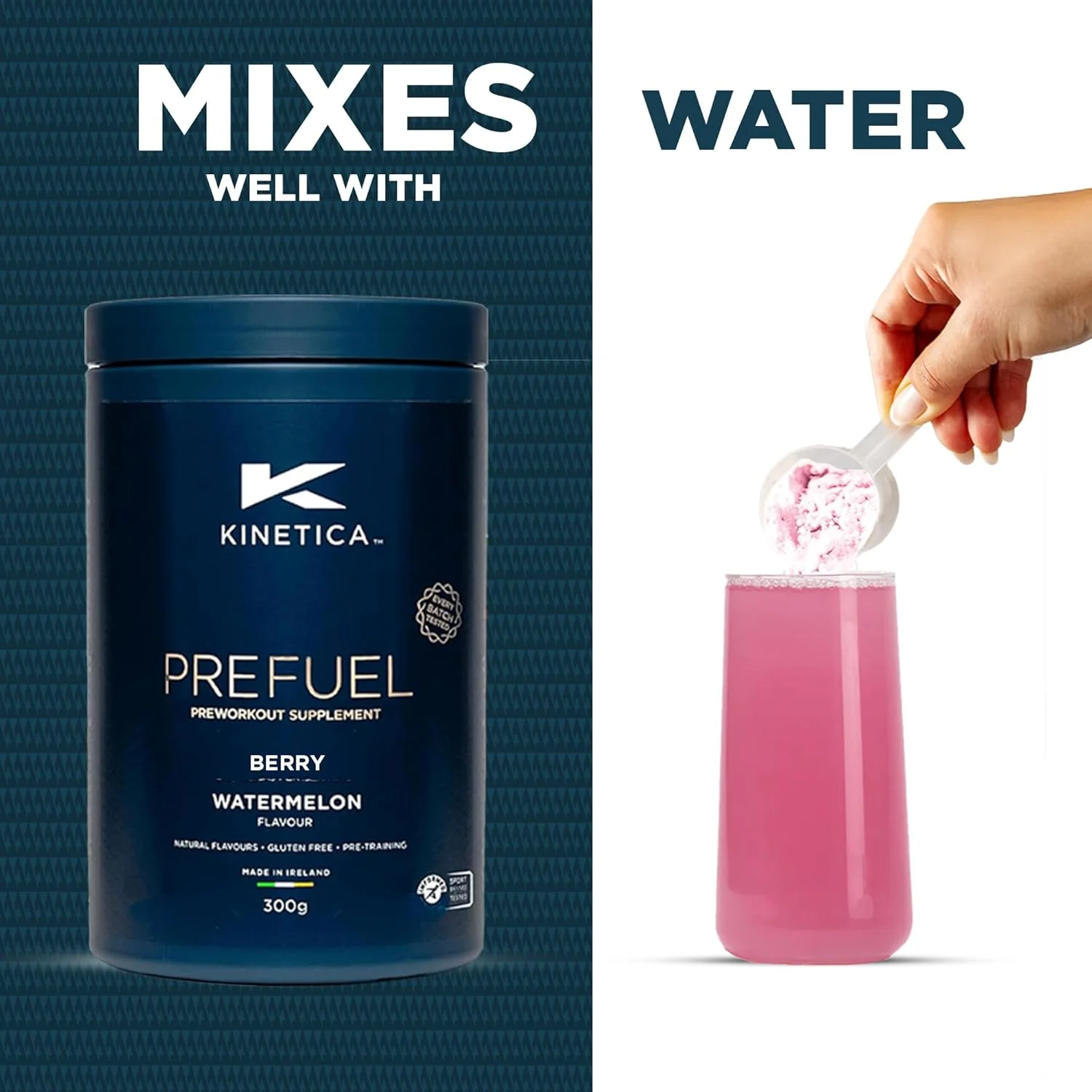 مکمل پیش از تمرین Kinetica Sports Prefuel - طعم بری | حاوی 5.8 گرم ترکیب اسیدهای آمینه، 2.25 گرم BCAA و 92 میلی گرم کافئین در هر وعده، 30 سروینگ/300 گرم | حاوی ویتامین ها و مواد معدنی ضروری | پشتیبانی از عملکرد و افزایش انرژی مکمل پیش از تمرین Kinetica Sports Prefuel - طعم بری | حاوی 5.8 گرم ترکیب اسیدهای آمینه، 2.25 گرم BCAA و 92 میلی گرم کافئین در هر وعده، 30 سروینگ/300 گرم | حاوی ویتامین ها و مواد معدنی ضروری | پشتیبانی از عملکرد و افزایش انرژی
