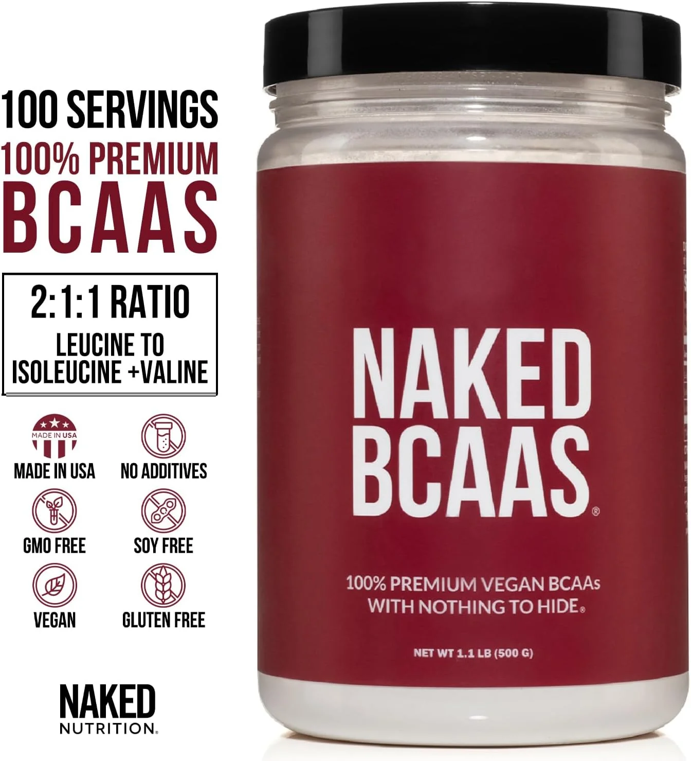 پودر اسیدهای آمینه BCAA Naked Nutrition Naked - 100 سروینگ - اسیدهای آمینه زنجیره ای شاخه دار بدون طعم وگان 500 گرم پودر اسیدهای آمینه BCAA Naked Nutrition Naked - 100 سروینگ - اسیدهای آمینه زنجیره ای شاخه دار بدون طعم وگان 500 گرم