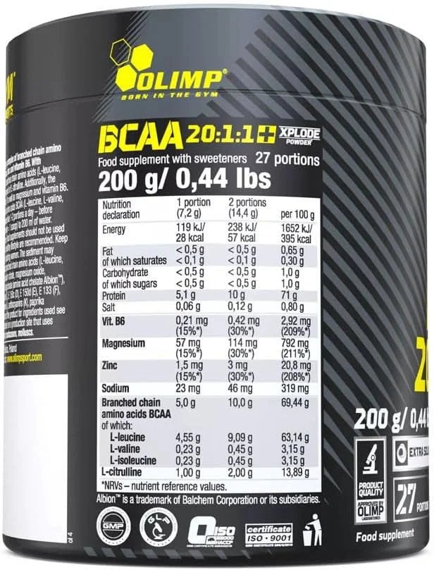 پودر بی سی ای ای 20:1:1 الیمپ اسپورت نوتریشن طعم کولا انفجاری 200 گرم