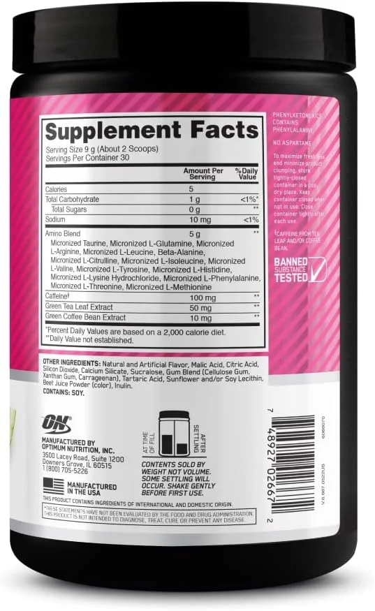 اپتیموم نوتریشن (ON) آمینو انرژی - مکمل قبل از تمرین حاوی چای سبز، BCAA، آمینو اسیدها، مناسب برای رژیم کتو، عصاره قهوه سبز، 0 گرم شکر، پودر انرژی در هر زمان - هندوانه، 270 گرم، 30 سروینگ اپتیموم نوتریشن (ON) آمینو انرژی - مکمل قبل از تمرین حاوی چای سبز، BCAA، آمینو اسیدها، مناسب برای رژیم کتو، عصاره قهوه سبز، 0 گرم شکر، پودر انرژی در هر زمان - هندوانه، 270 گرم، 30 سروینگ