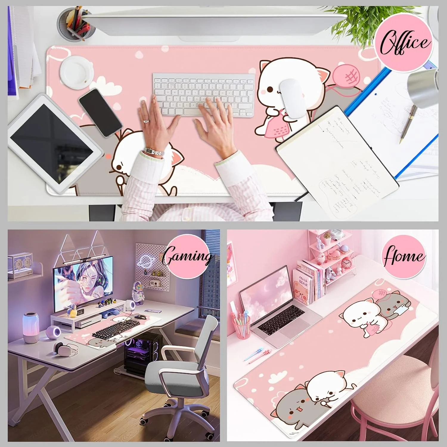 ماوس پد گیمینگ بزرگ Amrgik طرح گربه صورتی XXL Kawaii، تم حیوانات، 35x15.7x0.12 اینچ، پد ماوس بزرگ زنانه برای میز با طراحی شخصی برای لپ تاپ، کامپیوتر PC ماوس پد گیمینگ بزرگ Amrgik طرح گربه صورتی XXL Kawaii، تم حیوانات، 35x15.7x0.12 اینچ، پد ماوس بزرگ زنانه برای میز با طراحی شخصی برای لپ تاپ، کامپیوتر PC