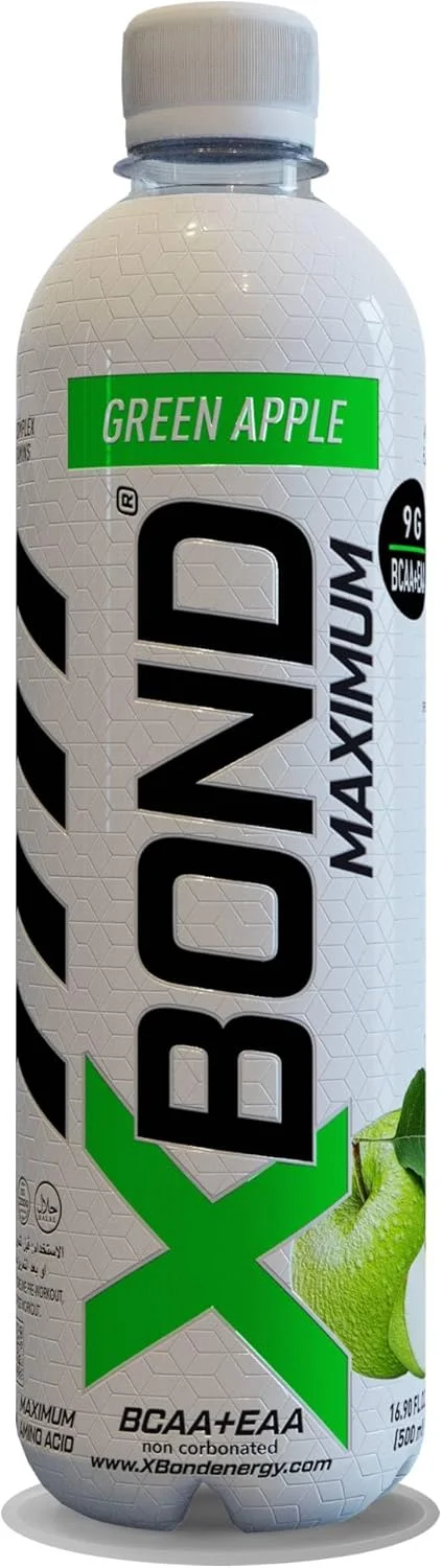 نوشیدنی غیر گازدار سیب سبز X-BOND Maximum Recovery، حداکثر نوشیدنی آمینو - 9 گرم BCAA + الکترولیت های EAA - 16 fl oz (500 ml)، بدون شکر، 34 کالری، 60 میلی گرم کافئین، بسته 12 عددی نوشیدنی غیر گازدار سیب سبز X-BOND Maximum Recovery، حداکثر نوشیدنی آمینو - 9 گرم BCAA + الکترولیت های EAA - 16 fl oz (500 ml)، بدون شکر، 34 کالری، 60 میلی گرم کافئین، بسته 12 عددی
