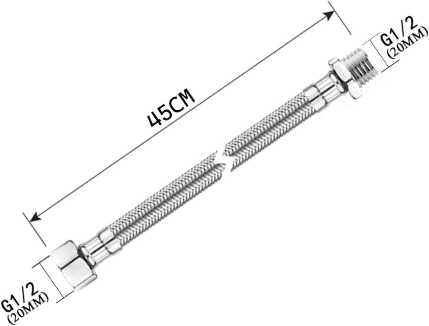 لوله خرطومی فلزی انعطاف پذیر روکش دار استیل ضد زنگ Biella با سایز 1/2 اینچ (45 سانتی متر)