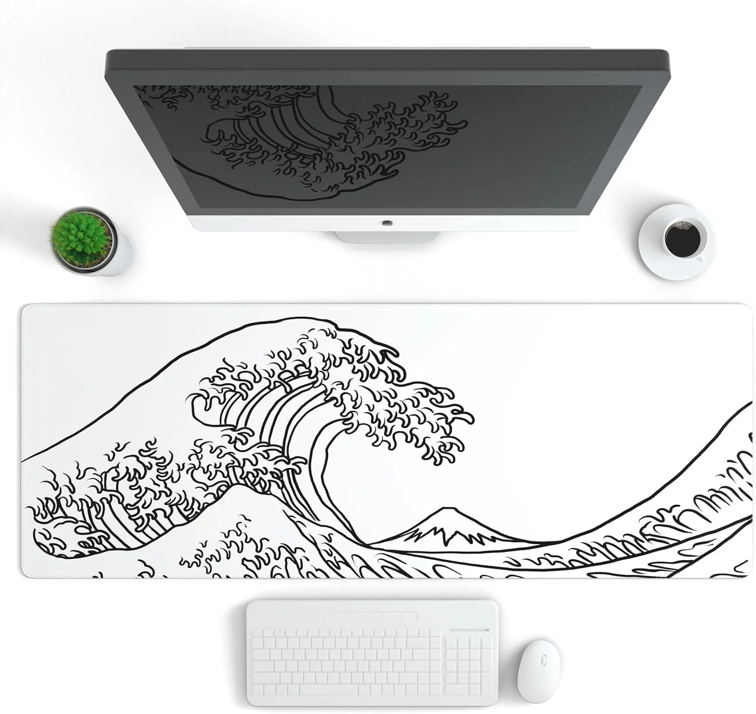 پد ماوس بزرگ گیمینگ Azonee، پد ماوس XL گسترده، پد ماوس موج سفید با پایه ضد لغزش، پد ماوس 31.5 x 11.8 اینچی برای خانه/دفتر/بازی/کار