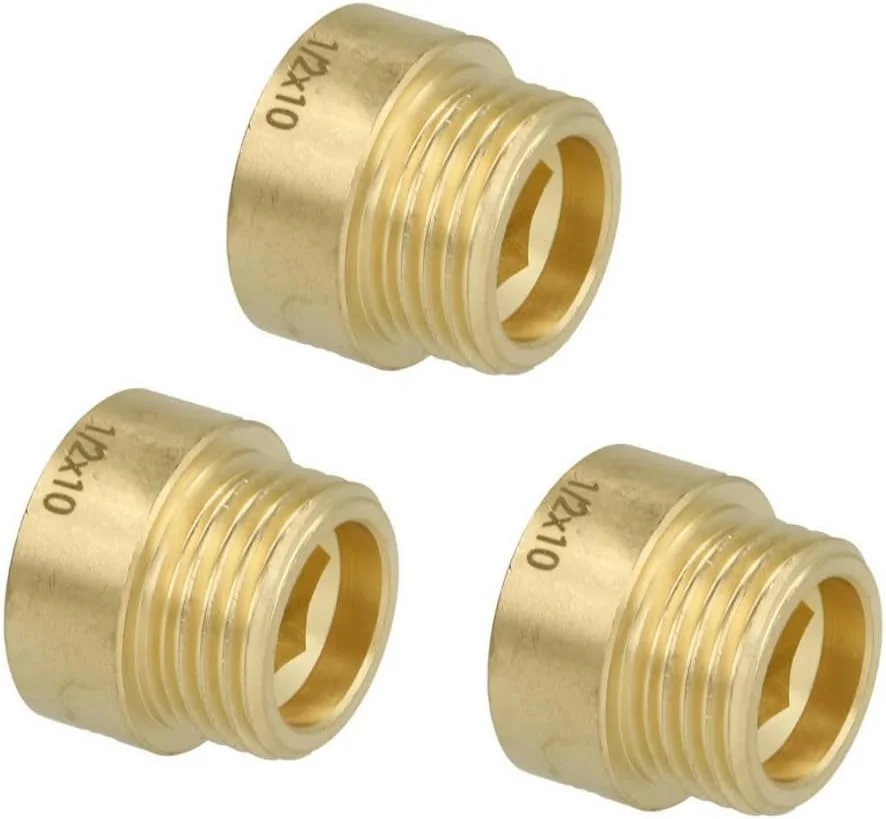 نیپل افزایشی برنجی بیلا™ 3 عددی نر به ماده 1/2 اینچ استاندارد لوله بریتانیا (BSP) برای اتصالات لوله افزایشی (1/2 x 10mm)