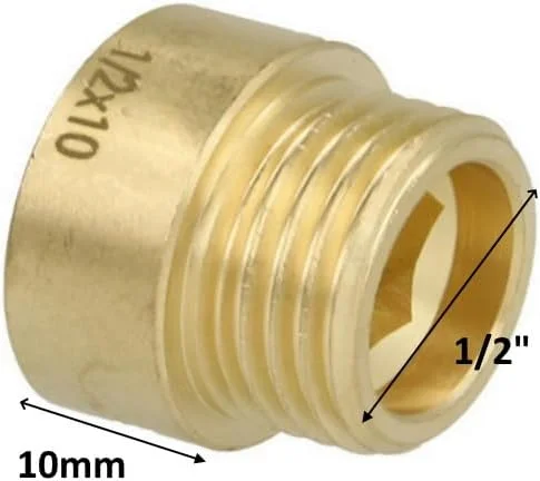 نیپل افزایشی برنجی بیلا™ 3 عددی نر به ماده 1/2 اینچ استاندارد لوله بریتانیا (BSP) برای اتصالات لوله افزایشی (1/2 x 10mm)