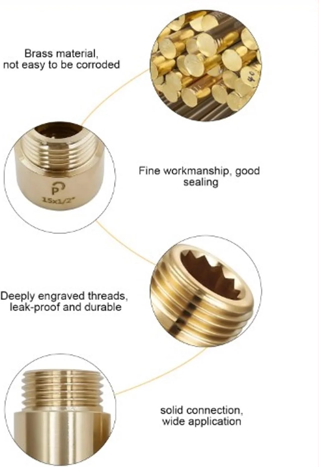 نیپل افزایشی برنجی بیلا™ 3 عددی نر به ماده 1/2 اینچ استاندارد لوله بریتانیا (BSP) برای اتصالات لوله افزایشی (1/2 x 10mm)