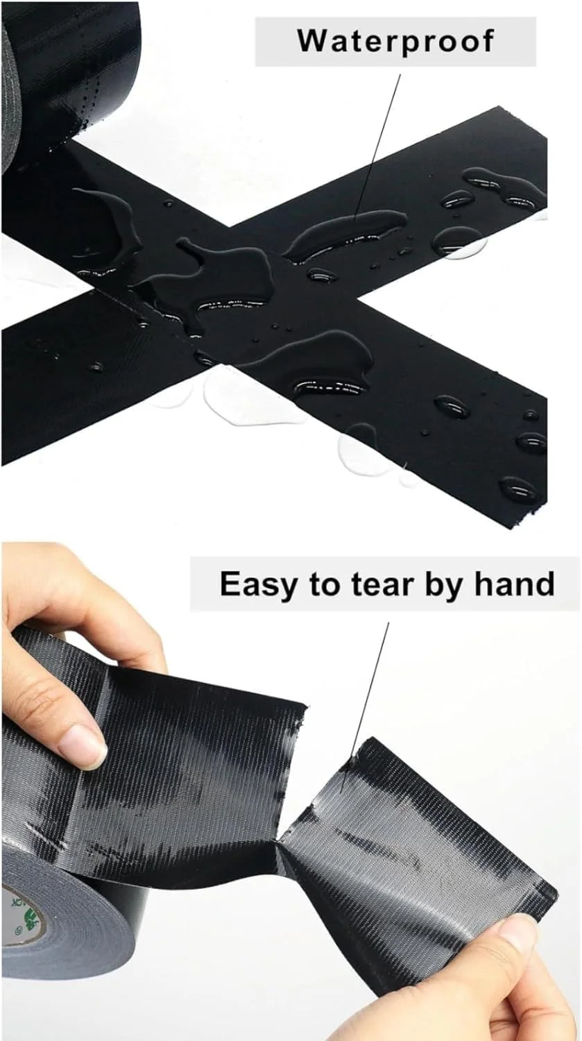 نوار محافظ لوله ضد خوردگی PVC مشکی Biella™ - مناسب تمام شرایط آب و هوایی - 2 اینچ x 50 فوت | بادوام، ضد آب، مقاوم در برابر خوردگی، مقاوم در برابر حرارت (2 عدد)