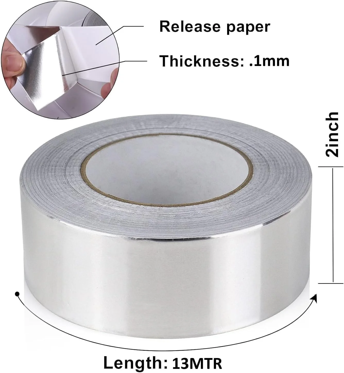 نوار چسب فویل آلومینیومی Biella - به راحتی آب بندی، عایق بندی و محافظت کنید! ایده آل برای نشتی سقف، ترک های سطحی، شکاف های پنجره، لوله ها، آب بندی قایق ها و موارد دیگر (2 اینچ، 1 عدد)