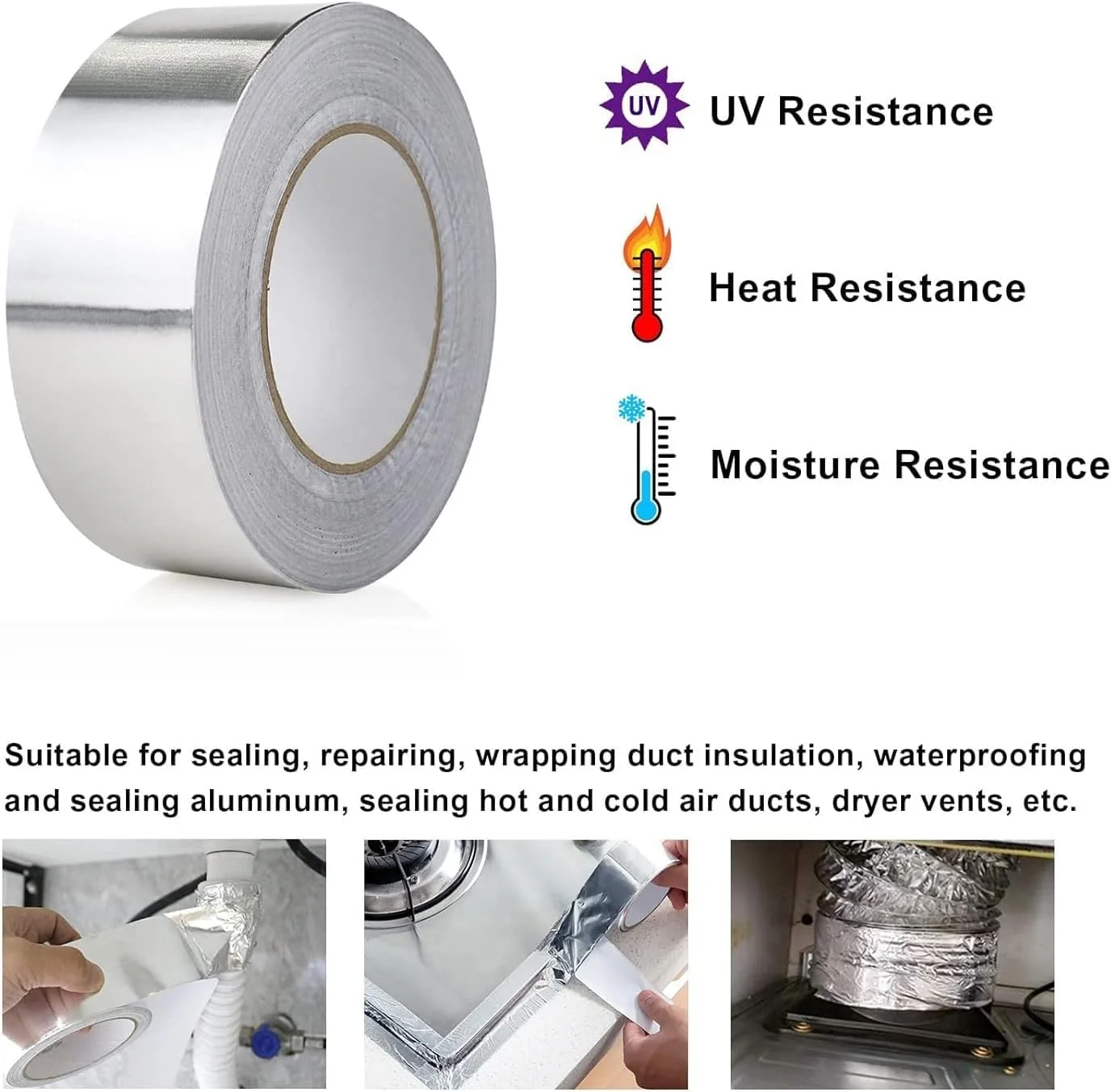 نوار چسب فویل آلومینیومی Biella - به راحتی آب بندی، عایق بندی و محافظت کنید! ایده آل برای نشتی سقف، ترک های سطحی، شکاف های پنجره، لوله ها، آب بندی قایق ها و موارد دیگر (2 اینچ، 1 عدد)