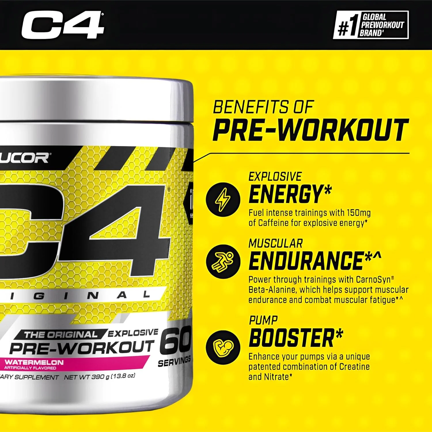 مکمل پودر انرژی زا قبل از تمرین Cellucor C4 Original برای مردان و زنان - با کراتین، کافئین، تقویت کننده اکسید نیتریک، سیترولین و بتا آلانین طعم هندوانه - 60 سروینگ (بسته بندی ممکن است متفاوت باشد) مکمل پودر انرژی زا قبل از تمرین Cellucor C4 Original برای مردان و زنان - با کراتین، کافئین، تقویت کننده اکسید نیتریک، سیترولین و بتا آلانین طعم هندوانه - 60 سروینگ (بسته بندی ممکن است متفاوت باشد)