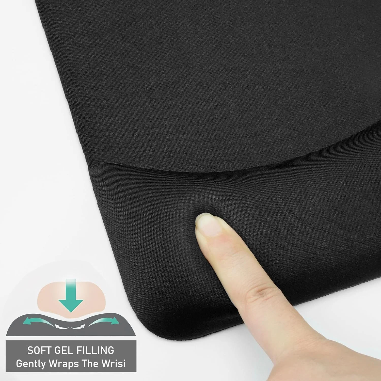 پد ماوس ارگونومیک با تکیه گاه مچ ژله ای، سطح لایکرا، پایه ضد لغزش، مشکی