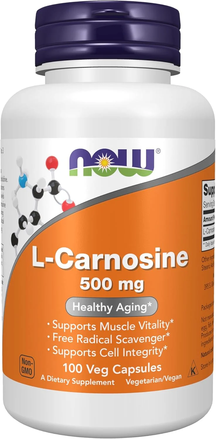 NOW Supplements, ال-کارنوزین (بتا-آلانین-ال-هیستیدین) 500 میلی گرم، ضد پیری، 100 کپسول گیاهی