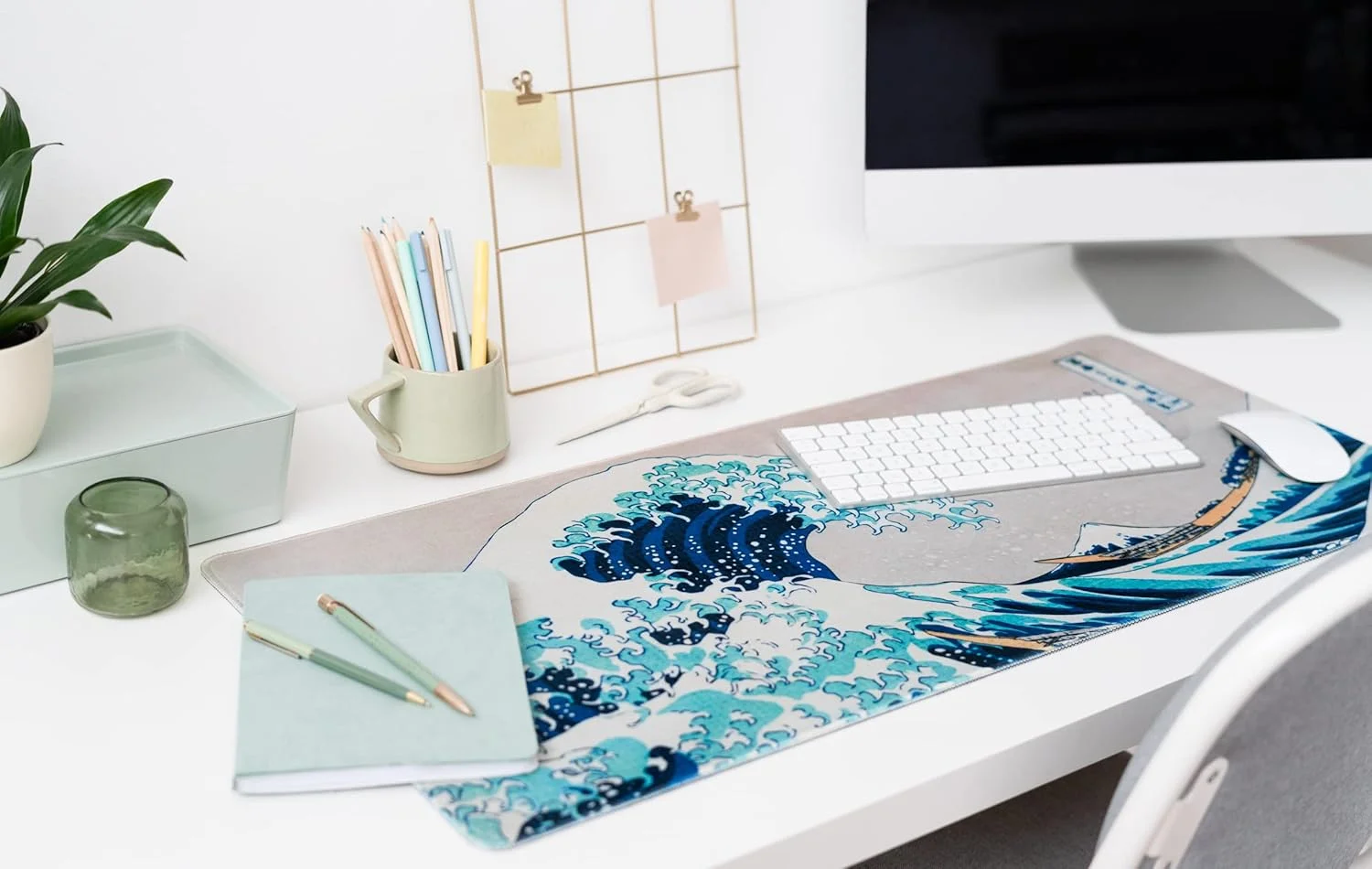 پد ماوس سایز خیلی بزرگ Grupo Erik Hokusai - پد رومیزی - 80x35 سانتی متر - پد ماوس با پایه لاستیکی ضد لغزش، پد ماوس گیمینگ، پد ماوس کیبورد - هنر ژاپنی - موج بزرگ کاناگاوا