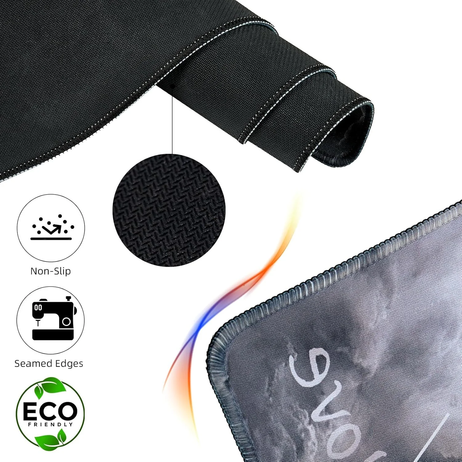 ماوس پد بزرگ گیمینگ سیاه و سفید Hopipad برای میز، زیرانداز میز با لبه های دوخته شده، پد ضد آب میز، پایه لاستیکی ضد لغزش، پد کیبورد 31.5x11.8 اینچی، پد ماوس کامپیوتر، ماوس پد بزرگ XL