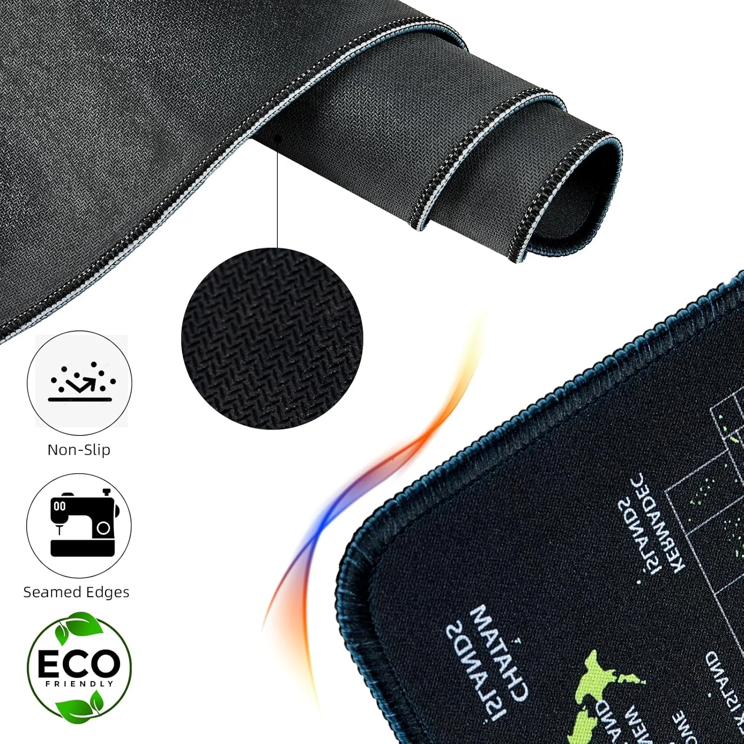 ماوس پد بزرگ گیمینگ طرح نقشه جهان Hopipad برای میز، زیرانداز میز با لبه های دوخته شده، پد ضد آب میز، پایه لاستیکی ضد لغزش، پد صفحه کلید 31.5x11.8 اینچی، پد ماوس کامپیوتر بزرگ XL