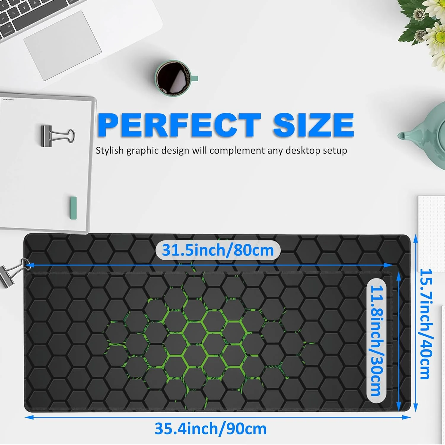 پد میز، پد ماوس بزرگ بازی با طرح لانه زنبوری سبز، فناوری علمی، ابعاد 90x40 سانتیمتر، پد ماوس بزرگ با پایه ضد لغزش و لبه دوخته شده، پد ماوس و کیبورد بلند برای کار در خانه و اداره پد میز، پد ماوس بزرگ بازی با طرح لانه زنبوری سبز، فناوری علمی، ابعاد 90x40 سانتیمتر، پد ماوس بزرگ با پایه ضد لغزش و لبه دوخته شده، پد ماوس و کیبورد بلند برای کار در خانه و اداره