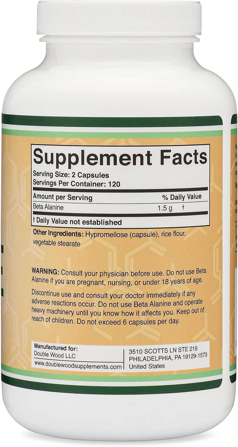 کپسول های بتا آلانین Double Wood Supplements (سروینگ 1.5 گرمی، 240 کپسول) برای خستگی عضلانی و استقامت (تولید و آزمایش شده در ایالات متحده آمریکا) کپسول های بتا آلانین Double Wood Supplements (سروینگ 1.5 گرمی، 240 کپسول) برای خستگی عضلانی و استقامت (تولید و آزمایش شده در ایالات متحده آمریکا)