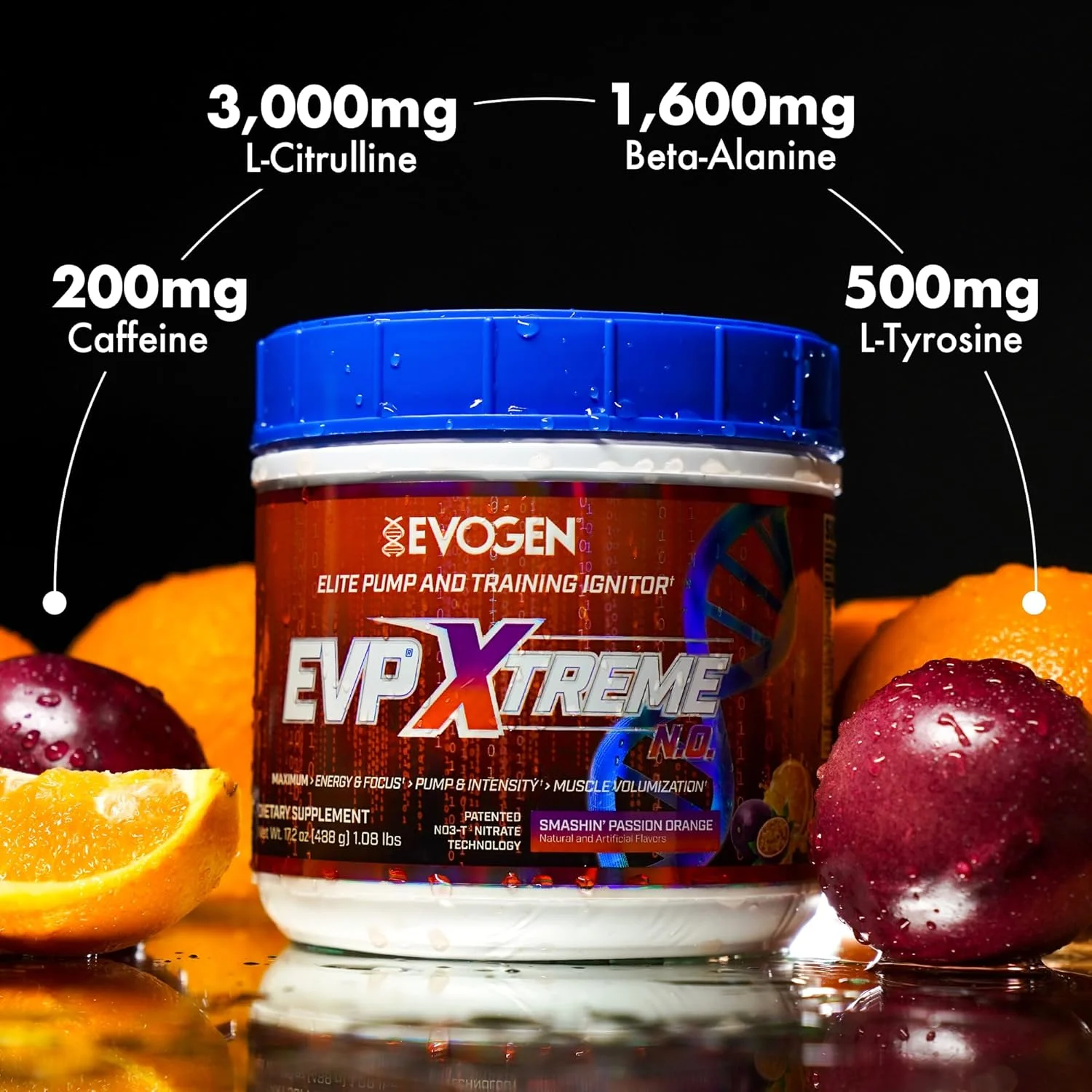 مکمل قبل از تمرین Evogen EVP Xtreme NO | آرژنین نیترات، بتا آلانین، سیترولین، اکسید نیتریک، پمپ عضلانی | 40 سروینگ (Smashin' Passion Orange) مکمل قبل از تمرین Evogen EVP Xtreme NO | آرژنین نیترات، بتا آلانین، سیترولین، اکسید نیتریک، پمپ عضلانی | 40 سروینگ (Smashin' Passion Orange)