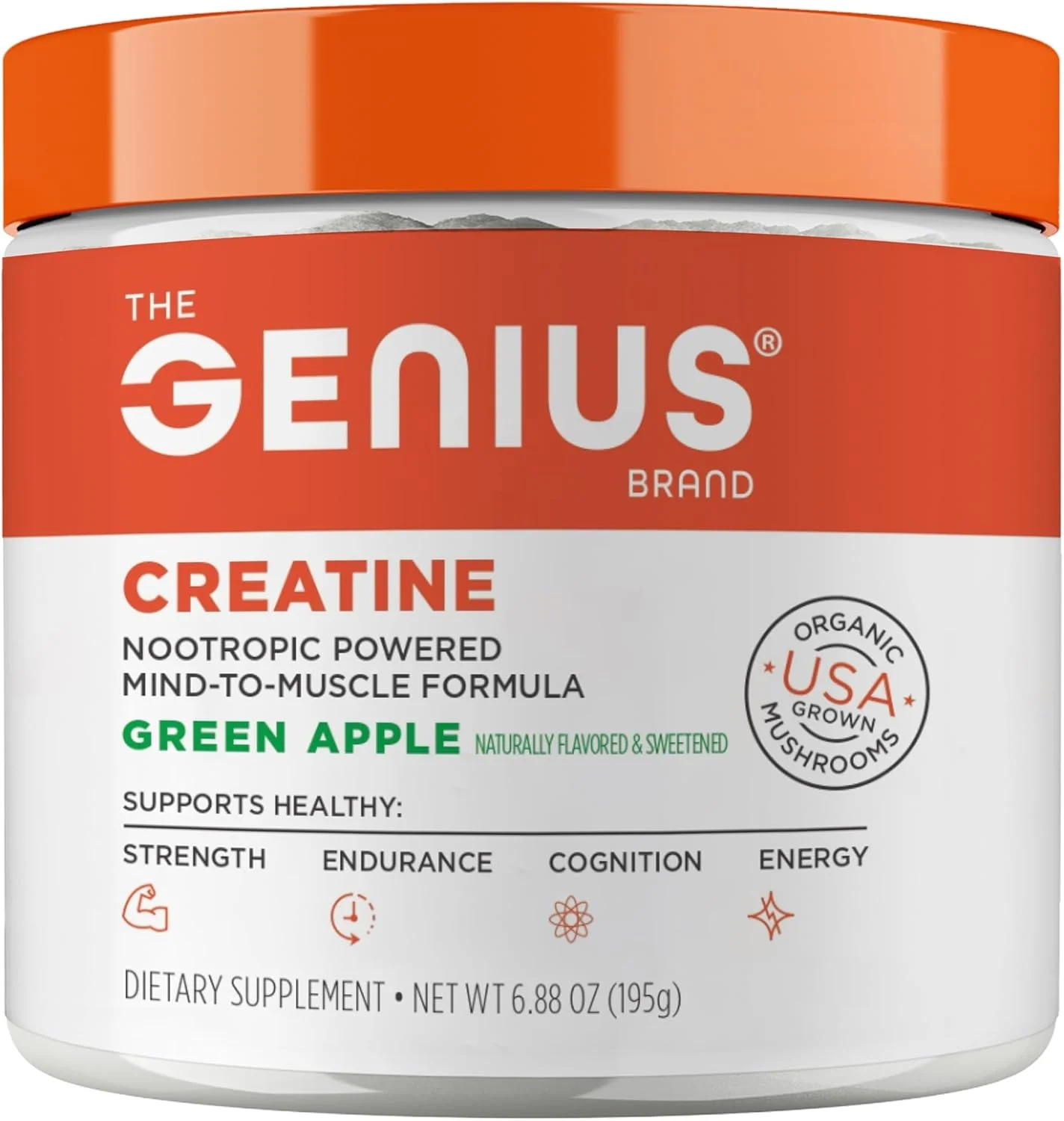 پودر کراتین مونوهیدرات میکرونیزه Genius، مکمل بعد از تمرین، سیب سبز - 100% طعم دهنده و شیرین کننده طبیعی - پشتیبانی از عضله سازی، انرژی سلولی و عملکرد شناختی - 195 گرم