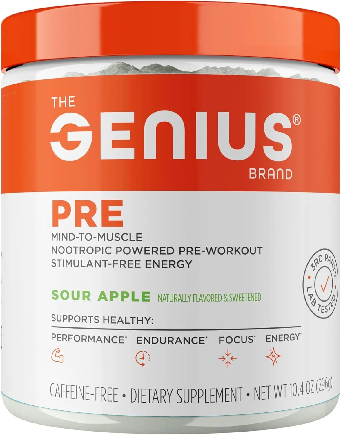 پودر قبل از تمرین Genius، سیب ترش - مکمل تقویت کننده نیتریک اکسید بدون کافئین و نوتروپیک کاملا طبیعی قبل از تمرین با بتا آلانین و آلفا GPC - بدون طعم دهنده ها، شیرین کننده ها یا رنگ های مصنوعی