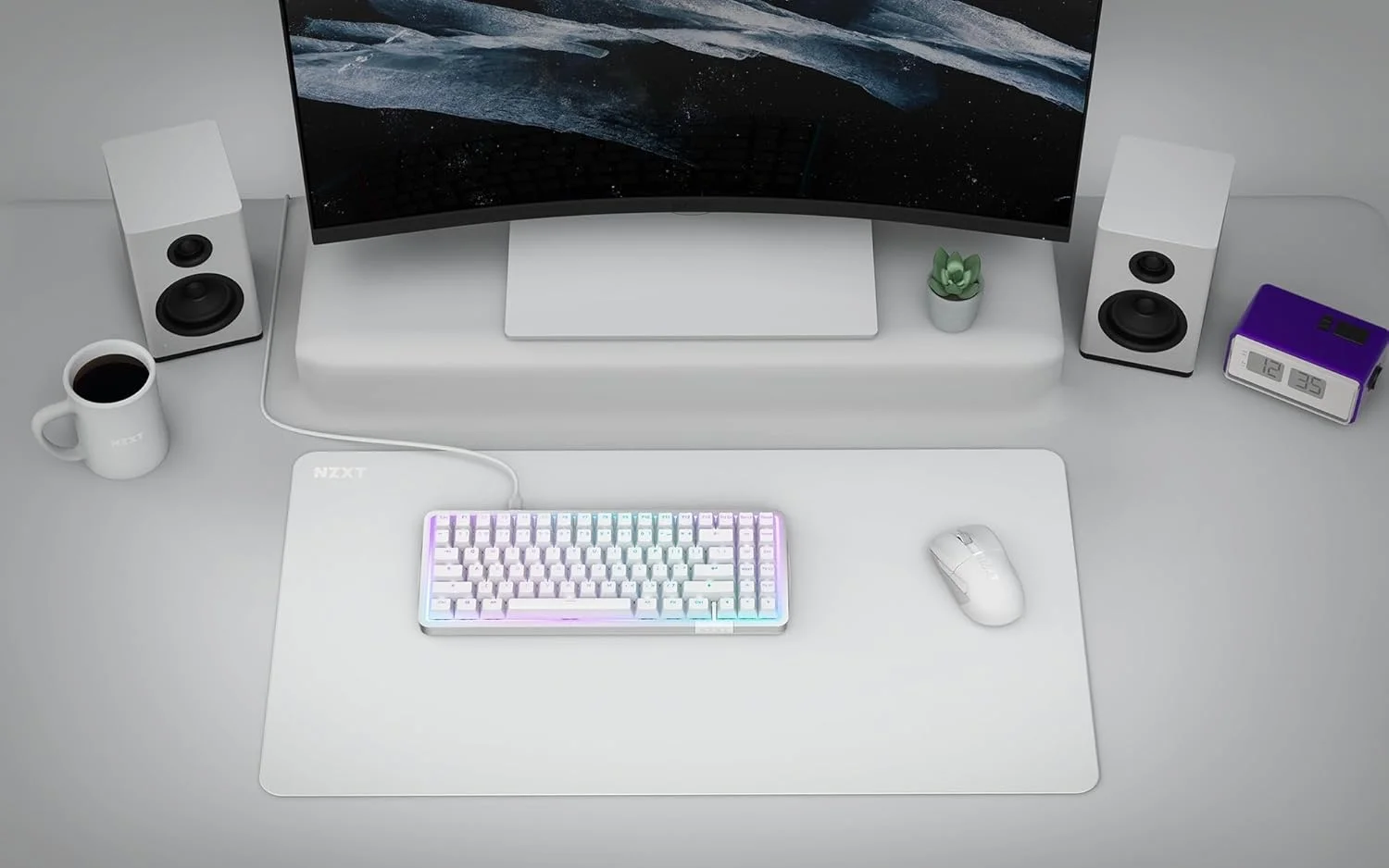 ماوس پد گیمینگ NZXT Zone - سایز XL - سطح پارچه ای Micro Weave - سرعت و کنترل متعادل برای تمام سبک های بازی - ضد آب، پایه ضد لغزش، لبه های تقویت شده - سفید