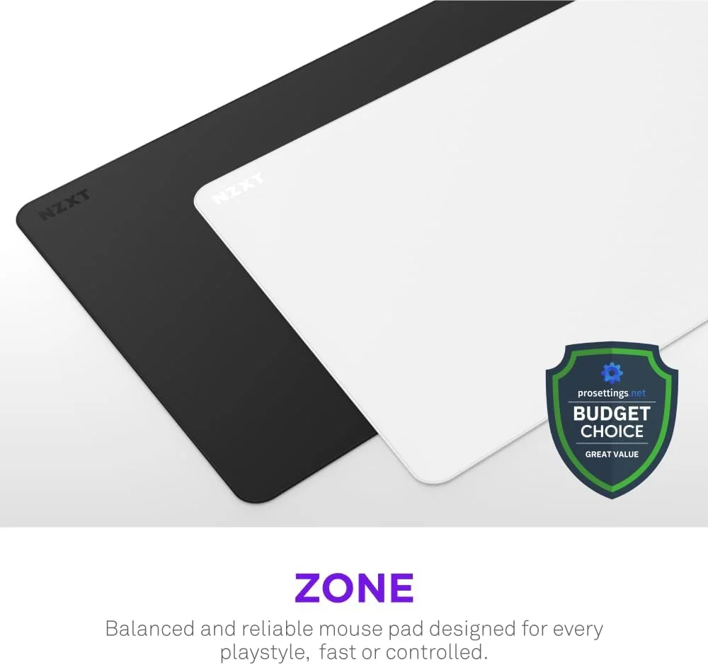 ماوس پد گیمینگ NZXT Zone - سایز XL - سطح پارچه ای Micro Weave - سرعت و کنترل متعادل برای تمام سبک های بازی - ضد آب، پایه ضد لغزش، لبه های تقویت شده - سفید