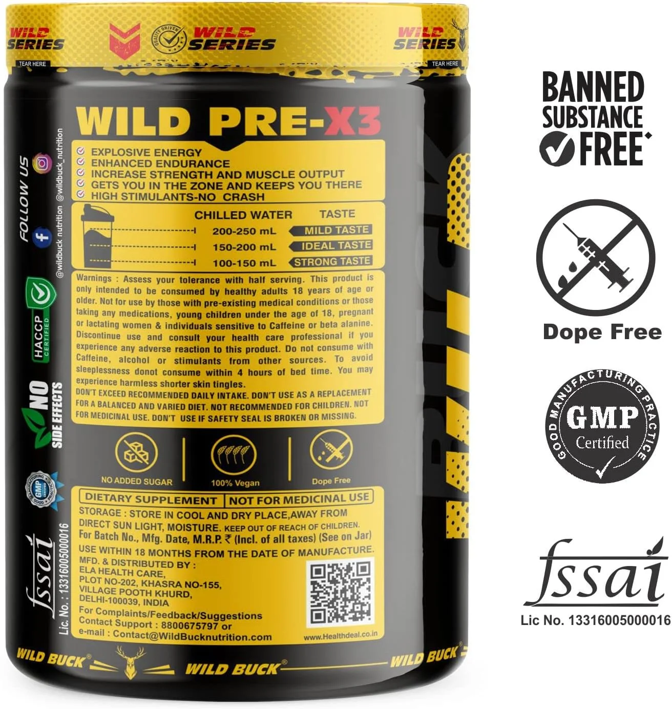 پودر مکمل قبل از تمرین WILD BUCK Wild Pre-X3 Hardcore، نوشیدنی انرژی زا با کراتین مونوهیدرات، آرژنین AAKG، بتا آلانین - برای مردان، زنان [30-60 سروینگ، توت های وحشی، 255 گرم] شیکر رایگان