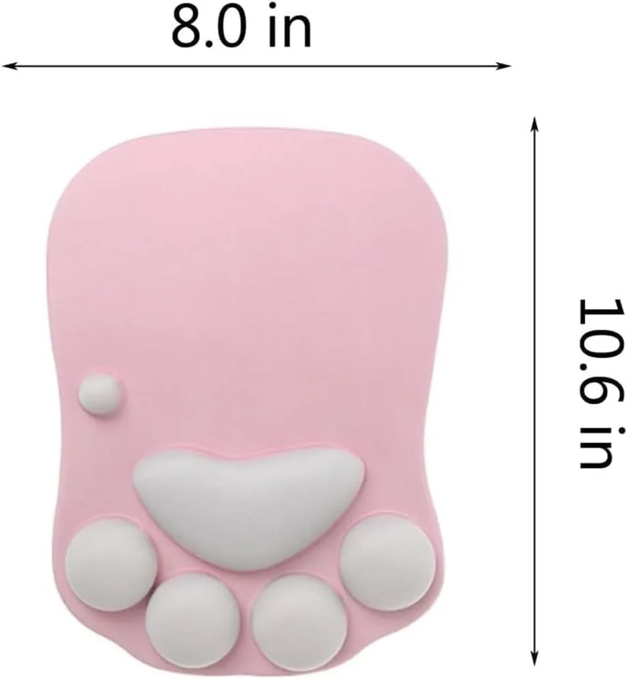 استراحتگاه مچ دست SAHENITEANA، پد ماوس زیبا با پشتیبانی مچ دست، طرح پنجه گربه، هدیه برای میز کار اداری، بازی، لوازم کاوائی، پد ماوس ارگونومیک، لوازم جانبی میز (صورتی)