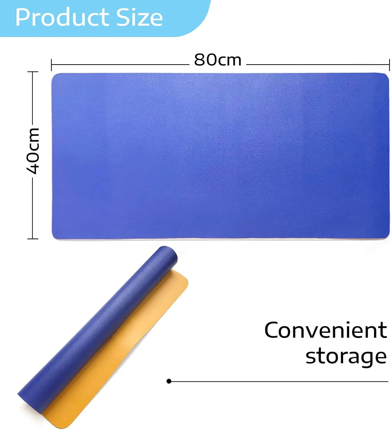 پد رومیزی چند منظوره SKY-TOUCH، پد ماوس چرمی کامپیوتر، زیرانداز میز اداری، پد ماوس گیمینگ بزرگ، ضد لغزش، ضد آب، استفاده دو طرفه، محافظ زیرانداز میز 80cm x 40cm (آبی/زرد)