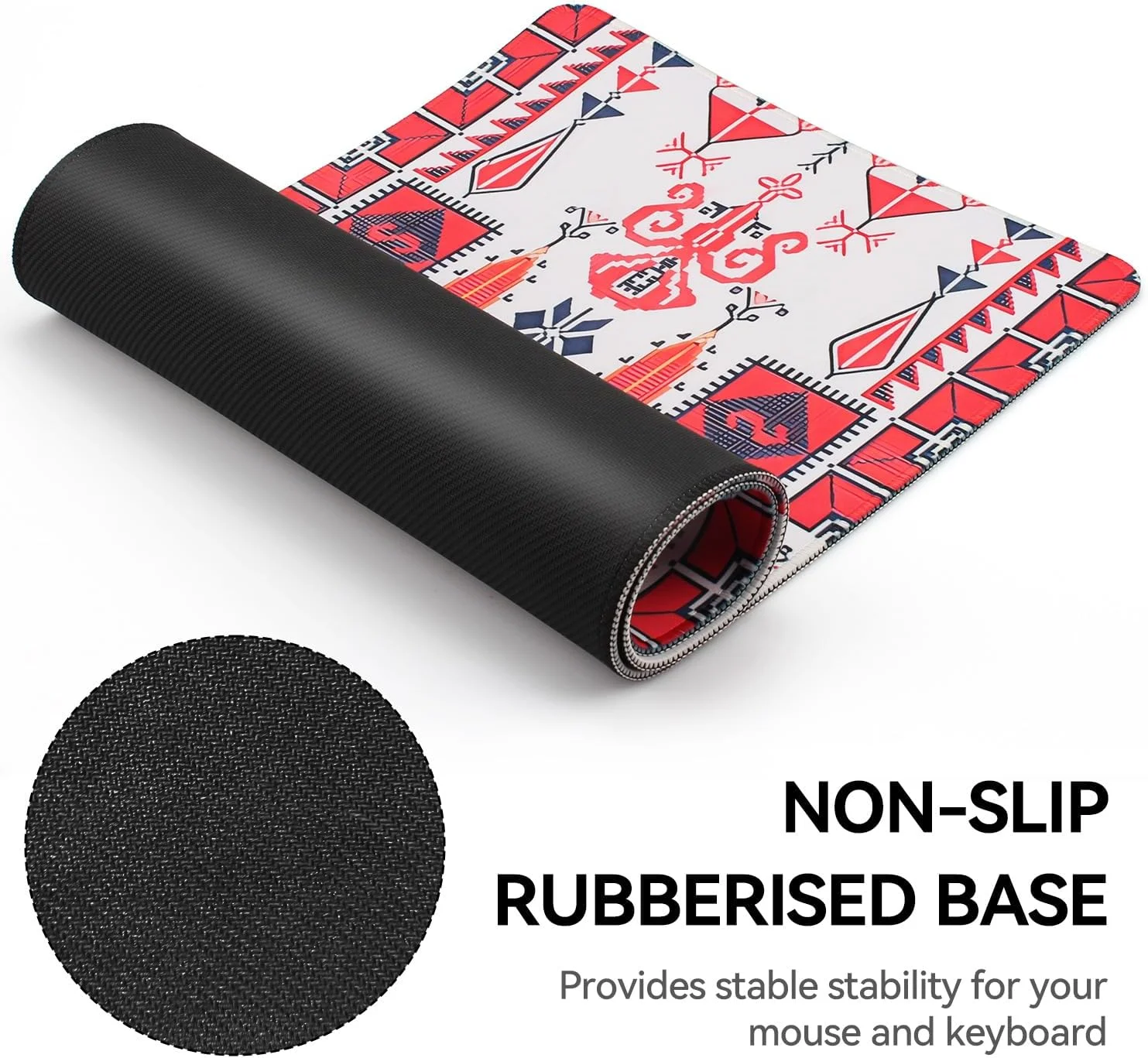 پد ماوس گیمینگ T Tersely با طرح پس زمینه XXL XL بزرگ، پد ماوس بلند و عریض، پد رومیزی لاستیکی ضد لغزش، لبه های دوخته شده، پد نازک (800x300x3mm) (طرح قرمز)