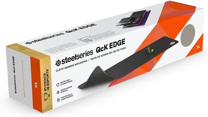 ماوس پد گیمینگ پارچه ای SteelSeries QcK Edge - لبه های دوخته شده بدون ساییدگی - بهینه شده برای حسگرهای بازی - سایز XL (900 x 300 x 2mm) - مشکی