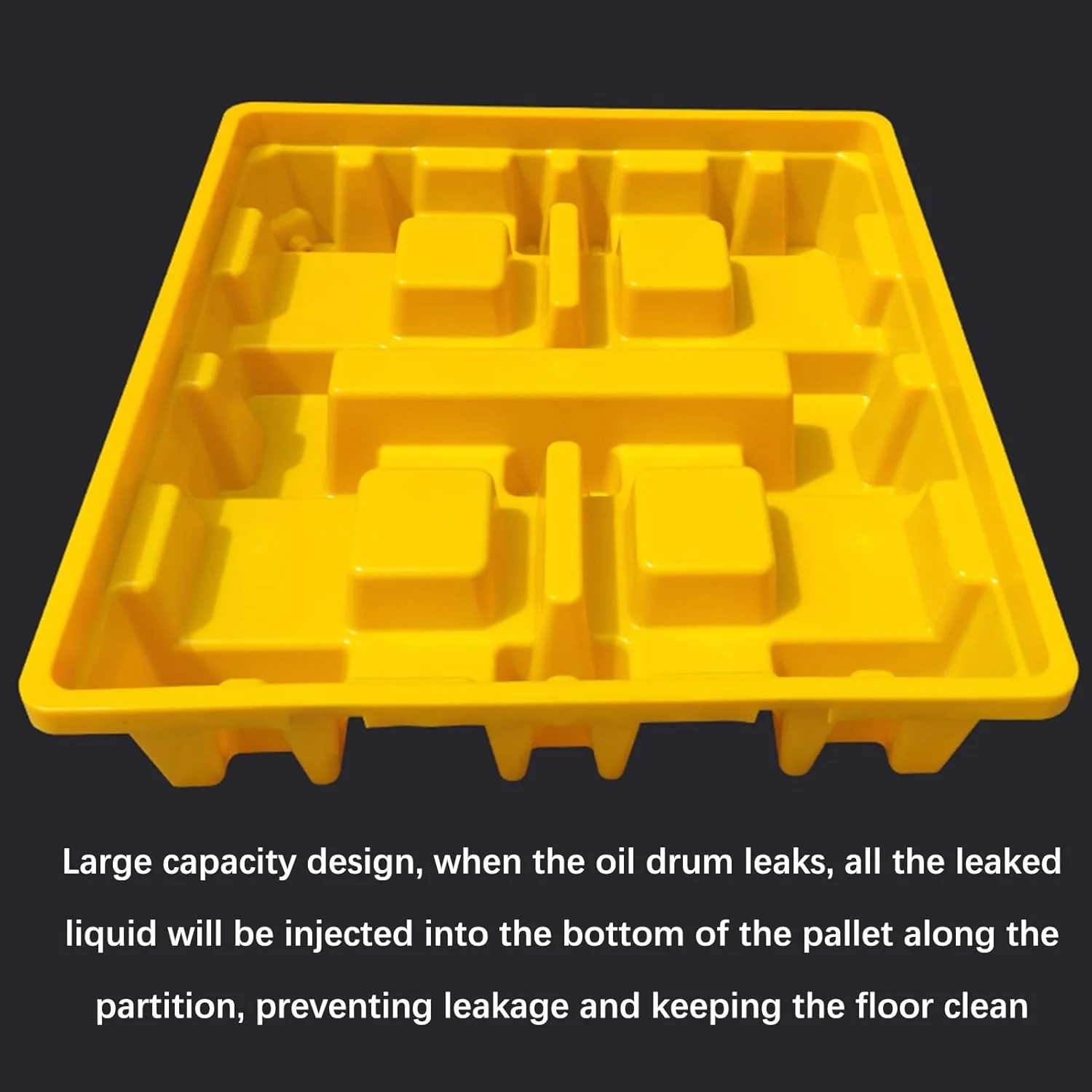 سینی مخزن روغن ضد ریزش، پلتفرم مهار نشت پلی اتیلن ماژولار برای استفاده در انبار صنعتی و کارگاه، ضد نشت و قابل انباشت برای بشکه های روغن و قوطی های رنگ