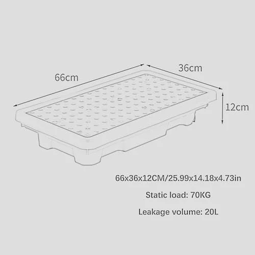 سینی مخزن روغن ضد ریزش، پلتفرم مهار نشت پلی اتیلن ماژولار برای استفاده در انبار صنعتی و کارگاه، ضد نشت و قابل انباشت برای بشکه های روغن و قوطی های رنگ